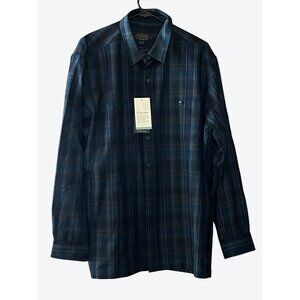 Pendleton Men's XL Air Loom Plaid Flannel Shirt NWT Navy Black Brown Wool